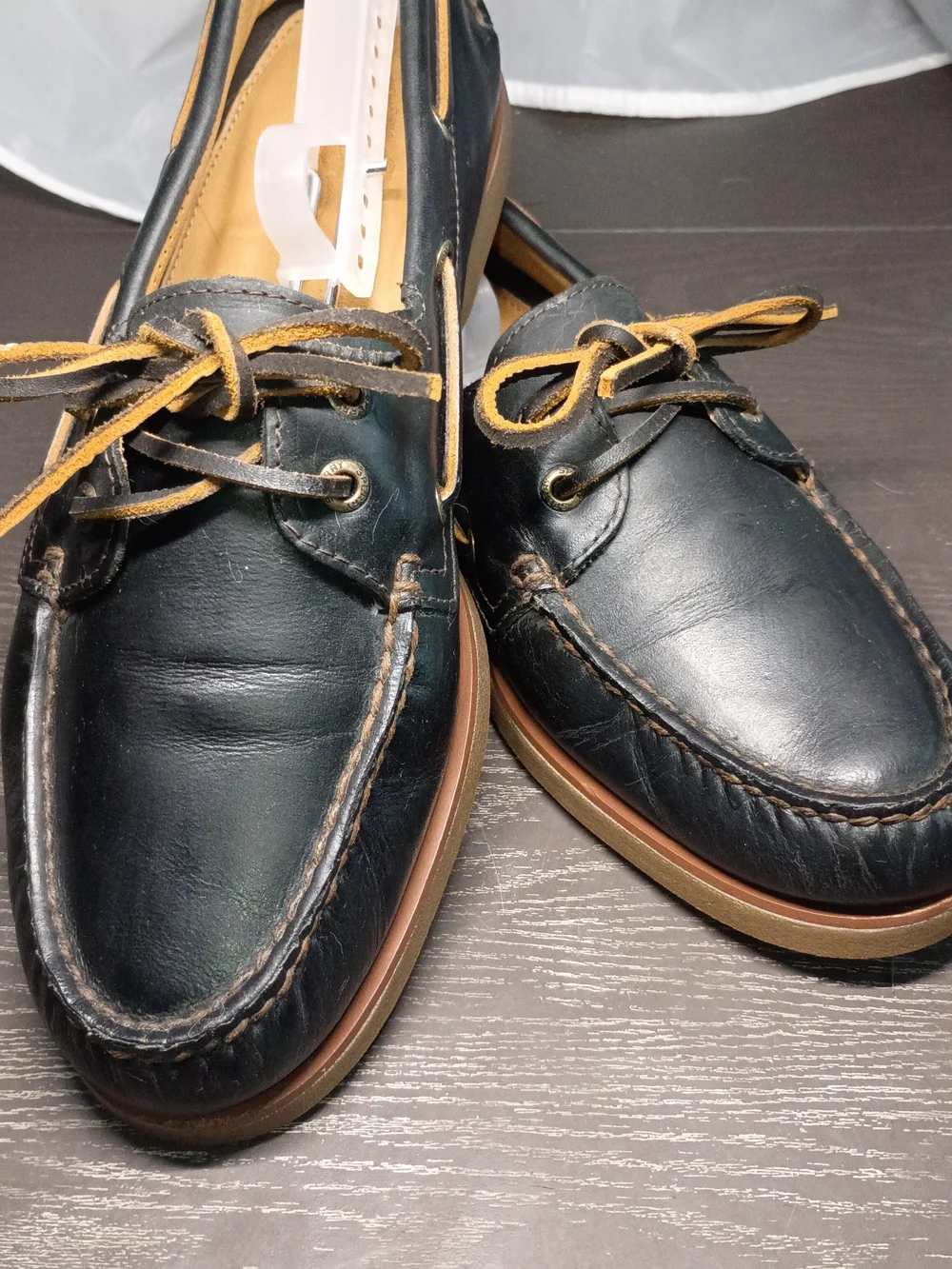 Sperry GOLD  CUP Black Leather Boat Shoes with Tan Trim. Men's 10.5M Like NEW!!!